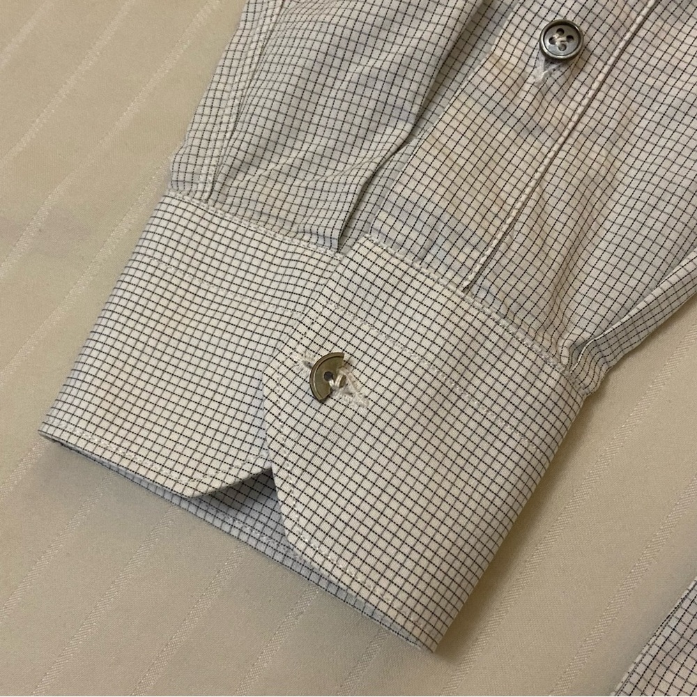 LANVIN cross checkered collared long sleeve dress shirt neck: 15.5 sleeve: 39 - Picture 10 of 13